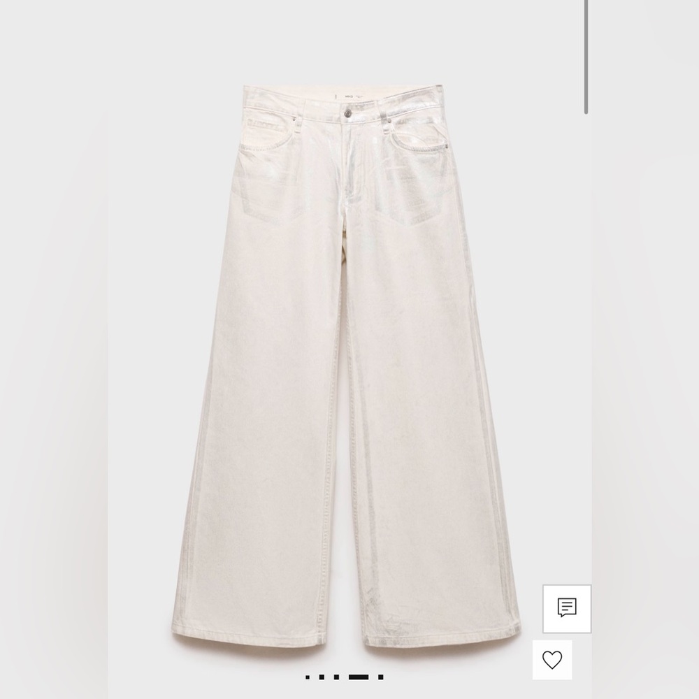 MANGO Metallic Finish Wide Leg Jeans SIZE : - Picture 2 of 16